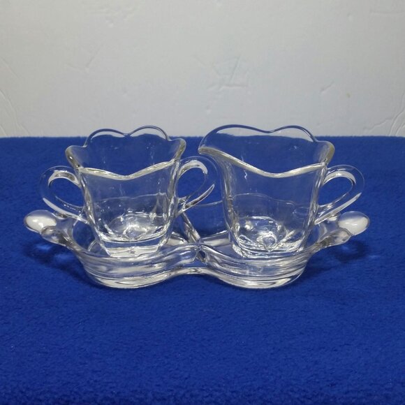 Duncan & Miller Canteberry 3 pc Open Sugar Creamer With Tray Set Individual Size - Picture 2 of 10